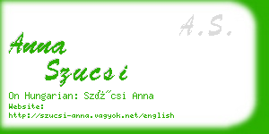 anna szucsi business card